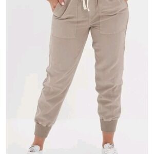 Aerie lightweight Lyocell Cargo jogger pants elastic Tie waist Tan Sz XS Womens